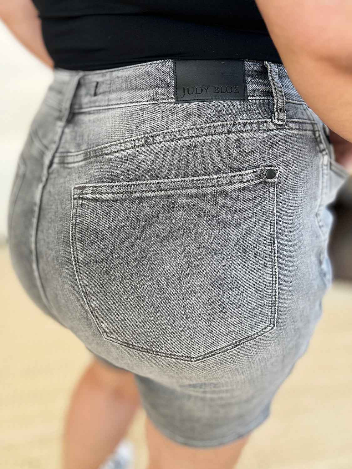Judy Blue Full Size High Waist Washed Denim Shorts - Damned Threads